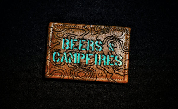 Beers & Campfires Topo Leather Laser Cut Patch