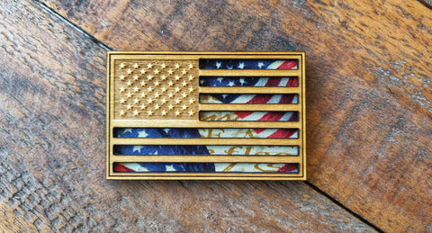 American Flag Wood Laser Cut Fabric Patch